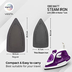 Wipro Elato GS 105 Brevia 1300 Watt Steam Iron With 180 Ml Water Tank | Anit-Drip Protection | Anti Bacterial German Weilburger Dual Coated Soleplate| Vertical & Horizontal Steaming| 2 Year Warranty