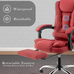 Casa Haus Italia Premium Leatherette Office Chair for Work | Boss Chair, Ergonomic Executive, Luxurious Cushioned Arms & Seat, 2 Point Back Massager, Heavy Duty Metal Base (Burgundy)