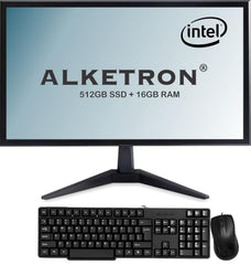 ALKETRON All-in-One Desktop PC- 20-Inch Display, 16GB RAM, 512GB SSD, Intel Processor, UHD 4K Graphics, WiFi 6, BT 5.2, Windows11 + MS Office(Lifetime), 1+3 Year Warranty(Standard+ Edition 2026 Model)