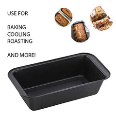 SYGA 1Pcs Heavy Duty Carbon Steel Bread Loaf Non-Stick Cake Mould Pan Tray Teflon Coating, 8Pcs Measuring Cup & Spoon Set for Kitchen, Silicone Brush Set for Baking Barbecue Brush- Black & Red