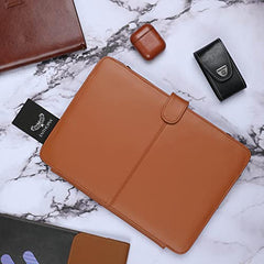 ENTHOPIA 13 to 14 Inches Folio Laptop Case Cover Vegan Leather Compatible for MacBook, Lenovo, Hp, Dell &Other Notebooks - Plain Cork