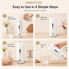 Portable Mini Electric Kettle 400 ml Travel Water Boiler with Fast Heating Function, Compact Hot Water Maker for Tea, Coffee & Milk, Electric Flask for Office, Home, Hotel and Camping