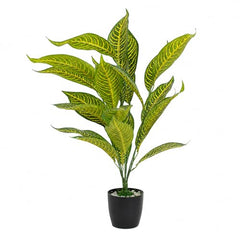 GARDEN GYANI Artificial Areca Palm Plant with Black Pot – 145 cm Tall Faux Tropical Decorative Plant with 35 Leaves for Home, Office & Living Room Décor