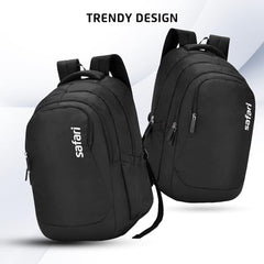 Safari Saga 32L Laptop Backpack Bag for Men and Women, Ideal for Office/School/College Boys and Girls, 2 Compartment Backpack with Front Pocket, Organizer & Bottle Holder, Color Black