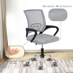 Casa Copenhagen Mesh Mid Back Office/Study/Computer/Revolving/Desk Chair for Work from Home -Metal Base, Height Adjustable Seat - Grey Milange & Black Handle