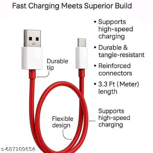 120W Fast Charging Adapter with Type-C Cable, Compatible with OnePlus Devices Compatible with OnePlus, Samsung & Other Devices, Supports SUPERVOOC, VOOC, WARP