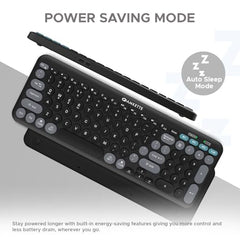 Amkette Optimus XL Plus Rechargeable Wireless Keyboard/Bluetooth Keyboard for PC, Compact Design. Powerful firmware. 2.4G+3xBT, One Click Device Switching & AI Access, Dual OS Layout (Black)