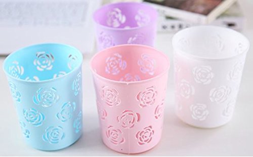 SYGA 4 Pieces Plastic Round Shape Storage Pen Holder_Pink