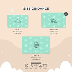 R for Rabbit Waterproof Quick Dry Sheet for Baby | Anti-Piling Fleece Breatheable Fabric Extra Absorbent Instant Dry Baby Bed/Cot Protector Mat (Size-S,Green-Grey,Pack of 2 Combo)