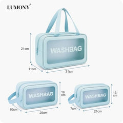 LUMONY® Makeup Pouch Bag Leather Large Capacity Travel Toiletries Organizer Cosmetic Bag with Handle and Divider Multifunctional Makeup Bag for Easy Access Waterproof (Brown)