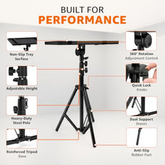 Amazon Basics Wagon Projector Laptop Stand Tripod Table Top and Floor Height Adjustable 2 to 4 Feet Foldable
