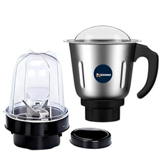 Stainless Steel Combo (Mini 180 Ml & 250 Ml) Jar Set one for Mixer Grinder, Compatibility with all mixer grinders with 2 slots of jar fitting with 4 teeth coupler