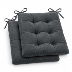 BSB HOME Chair Pad Cushion with Tie Straps,Thick Tufted Seat Cushion for Dining,Office & Wooden Chairs,Soft Comfortable Chair Seat Pad with Durable Stitching,16 x 16 Inches(41 x 41 cm)-Anthracite Grey