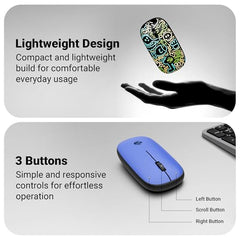 Zebronics Fusion Wireless Mouse, 1200 DPI, Magnetic Swappable Shells, 3 Buttons, USB Nano Receiver, Lightweight, Power Saving Mode, High Precision