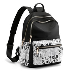 WANQLYN Ethnic Style Backpack For Women and Girls,Fashion Bag,Nylon College,School,Office Bag,Printed Backpack (Leaf Black)
