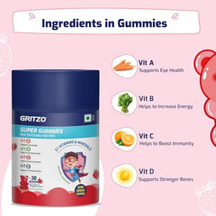 Gritzo Super Gummies Multivitamin for Kids, Orange, 2 x 30 Gummies