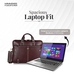 Hammonds Flycatcher Genuine Leather 15.6 Inch Laptop Office Bag for Men | 15.6” Padded Laptop Sleeve| 3 Zip Pockets| Detachable & Adjustable Strap| Pen,Wallet & Mobile Pocket |Durable|1 Year Warranty