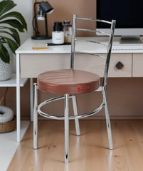 RATISON Office Visitor Study Chair Home Restaurant Steel Multipurpose with a Leather Cushion Steel Chrome Chair with Ring (Green, 6)