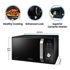 Samsung 28L Multi Spit, Convection Microwave Oven (MC28A6035QS/TL, Silver, Various Cooking Modes, Eco Mode, Hotblast, Crusty Plate, Wire Rack, Slim Fry, Ceramic Enamel Cavity with 10 year warranty)