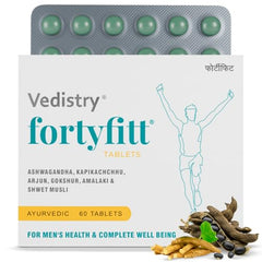 Vedistry Fortyfitt Tablets with Ashwagandha, Amalaki, Arjuna, Brahmi, Guduchi & Gokshur | Ayurvedic Support Boosts Energy, Stamina, and Immunity for Men Above 40 Years | Supports Hormonal Balance, Stress Relief, Heart Health & Metabolism – 60 Tabs…