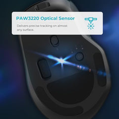 Rapoo MT760L Ergonomic MultiDevice Mouse, Rechargeable, Onboard Memory, Blk
