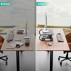 WALI Dual Monitor Stand for Desk, Desk Monitor Riser 3 Height Adjustable, Laptop Riser with Airflow Vents, Desk Organizer for Computer, Laptop, Printer, Notebook (STT003-2), 2 Pack, Black