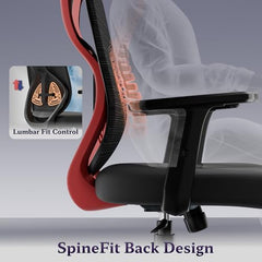 Furnivo Titan Ergonomic Office Chair for Home & Office | Adjustable Armrests | 120 Recline | Lumbar Support | Thick Cushioned Seat | Heavy-Duty Base | 3 Years Warranty (Eco Black Red)