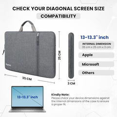 Dyazo 15.6 Inch Laptop Sleeve with Charger Pouch | Front Pocket with Handle Water Resistant Sleeve Case | Compatible for MacBook, HP, Dell, Acer, Asus, Microsoft, Samsung and Other Notebooks (Grey)