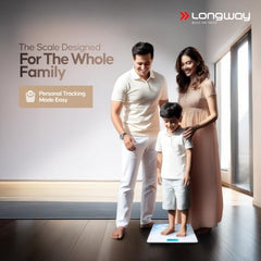 Longway Weight Machine for Home | Digital Bathroom Scale for Human Body Weight Measurement | Extra Thick Tempered Glass with LCD Display | 3 Years Warranty (Blue | Max Weight 180Kgs | Sapphire)