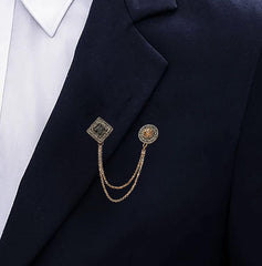 SYGA Men's & Women Suit Shirt Stud Lapel Pin Chain Tassel Brooch Pin with Crystal Chain(Black Diamond)