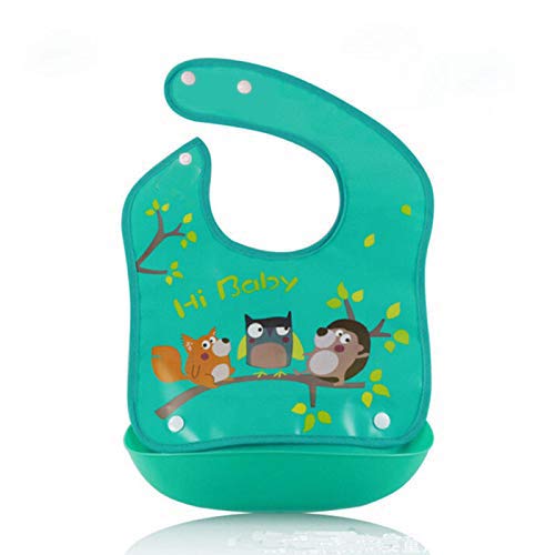 Syga 2 Pieces Baby Bibs Waterproof Silicone Roll up Washable Crumb Catcher Baby Feeding Eating Bib for 6 Months to 2 Years Unisex Baby (Multicolour)