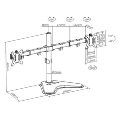 Jin Office Dual Monitor Stand | fits 13-32 inch Monitor - Upto 8 kg Weight Capacity | Height Adjustable Monitor Arm | Dual Monitor Stand for Desk
