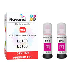 Ravaria 011 & 012 Compatible Refill Ink for Epson L8180 / L8160 Printer Compatible Ink Bottle for Epson 011/012 Ink Code (70 ml x C/M/Y/BK/PB/GY) Ink Bottle (011/012 Ink Set (6 Color))