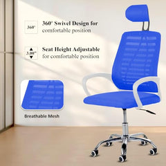 Casa Copenhagen Mesh Mid Back Office/Study/Computer/Revolving/Desk Chair for Work from Home -Metal Base, Height Adjustable Seat - Grey Milange & Black Handle