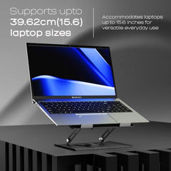 Zebronics NS5500 Rotatable Laptop Cooling Stand, Up to 17-Inch, 360° Rotation, Metal Body, USB Powered Cooling, LED Lights, 3 USB, 2 Type-C Ports, Multi-Angle, Foldable, 5kg Capacity,Anti Rust (Black)