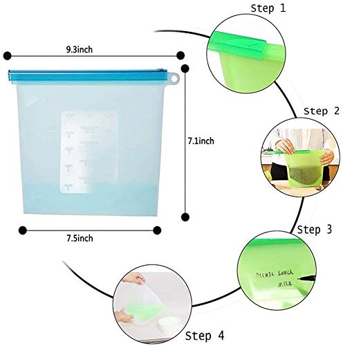 SYGA 1 Piece Silicon Food Storage Bags Refrigerator & Dishwasher Safe Bags (Color May Vary)