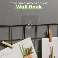 T ESSENTIALS Multipurpose Transparent Self Adhesive Wall Hooks Strong Sticky Heavy Hooks for Bathroom Kitchen Adhesives Hook for Shower Caddy Storage Shelves (Pack of 4)