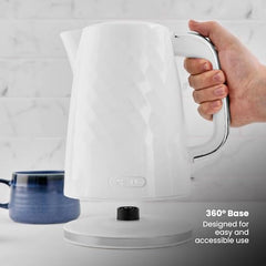 Tower Electric Kettle 1.7L Metal Body Auto Shut-Off 360° Base Blue | 1.7L capacity, 1350W rapid boil, full metal body, auto shut-off and boil-dry protection, 360-degree swivel power base