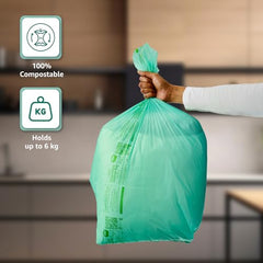 Presto! Amazon Brand - 100% Compostable Garbage Bags | Medium (M) | 45 Counts | 15 Bags X 3 Packs | 19 x 21 Inches | Strong and Durable | For Dry and Wet Waste, Green