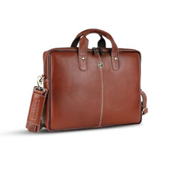 HAMMONDS FLYCATCHER Men Genuine Leather Office Bag - Laptop Bag - Padded Laptop Compartment, Fits 14 Inch Laptop - Adjustable Strap, 1 Year Warranty - Office, Travel, Daily Use - Brushwood, Brown