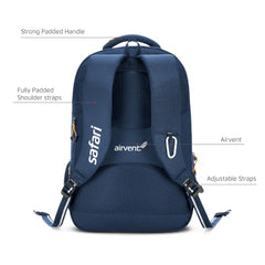 Safari Megapack 43L Expandable Laptop Backpack Bag for Men and Women, School Bag for Boys & Girls, Casual Hiking Travel Bag with 3 Compartments, Compression Straps & Bottle holder, Color Blue