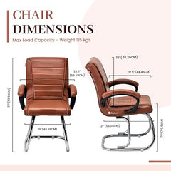 KITHANIA Executive Office Home Study Chair Library Chair with Cushioned Arm Rest & Seat Back, Reception or Conference Room Seating, 100 Kgs Limit (2, Pink, Double Pipe Chrome Frame)