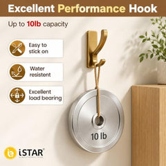 iSTAR Self Adhesive Wall Hook Heavy Duty Metal Stick-On Door Hanger Hook for Hanging Towel, Purse, Robe, Backpack, Jacket, Clothes, Bags - Wall Hooks Set for Bathroom & Kitchen (Pack of 4) (Rose Gold)