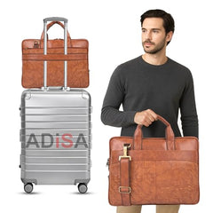 ADISA Laptop Bag for Men - Faux Leather Office Messenger Briefcase with Laptop Compartment for Work, Business, Corporate & Professional Use (LB6056)