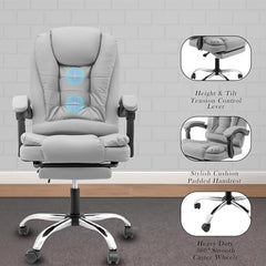 Casa Haus Italia Premium Leatherette Office Chair for Work | Boss Chair, Ergonomic Executive, Luxurious Cushioned Arms & Seat, 2 Point Back Massager, Heavy Duty Metal Base (Burgundy)