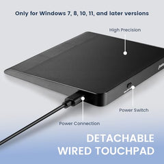Perixx PERIPAD-506 Wired Slim USB Touchpad - Wired Detachable Touchpad for Desktop and Laptop User - Large Size 5.31x4.57x0.55 inches - Black