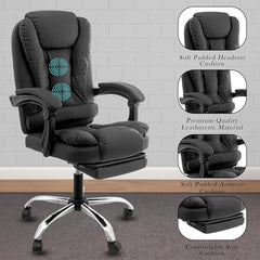 Casa Haus Italia Premium Leatherette Office Chair for Work | Boss Chair, Ergonomic Executive, Luxurious Cushioned Arms & Seat, 2 Point Back Massager, Heavy Duty Metal Base (Burgundy)