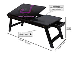 Dream Arts Shoppee Laptop Table Adjustable Foldable with one Drawer (Black)