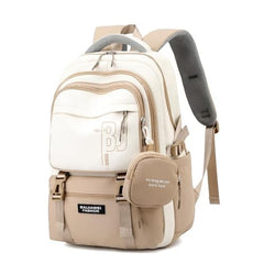 TS WITH TECHSUN College Laptop Backpack for Women & Teens with Zipper Pouch | School Bag for Girls 13-14 Years | 18 Inch Book Backpack | Travel School Bag, Tuition, Coaching (CAPYBARA - BROWN)