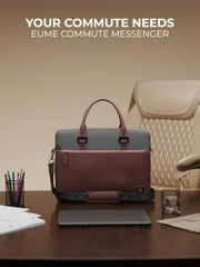 EUME Commute Laptop Bags for Men & Women Office Use| Gift | with Padded Compartment | Vegan Leather & Nylon Fabric | Fits Up to 15.6" Laptop & MacBook, 11L, Black & Forest Green